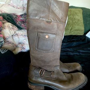 Knee High Brown Leather Timberland Boots Woman’s 9